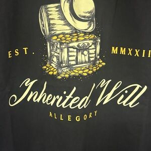 Inherited Will Black Graphic Tee allegory nwot